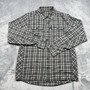 Sitka Gear Frontier Button Up Shirt Mens Large Gray Plaid Flannel LS Outdoor